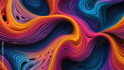 An intricate generative artwork featuring flowing organic patterns, vibrant gradients, and dynamic shapes created with AI