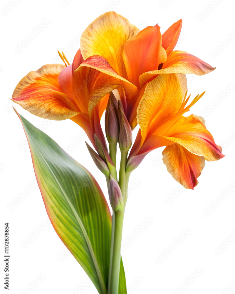 Orange Canna Lily Flowers on Transparent Background Orange Canna Lily Flowers on Transparent Background