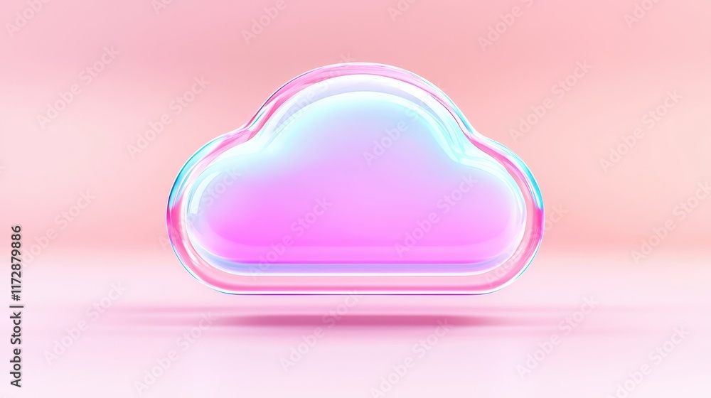 Pastel Pink and Blue Glass Cloud Icon 3D Render Abstract Cloud Computing Symbol Pastel Pink and Blue Glass Cloud Icon 3D Render Abstract Cloud Computing Symbol