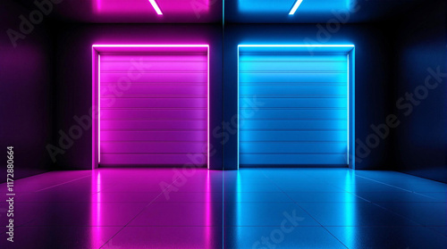 Neon Illuminated Garage Doors with Futuristic Vibes