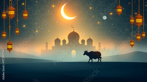 Eid al-Adha islamic background, non text. generative AI photo