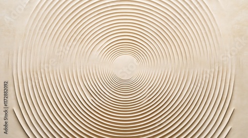 Symmetrical concentric circles forming a mesmerizing geometric pattern on a beige background.