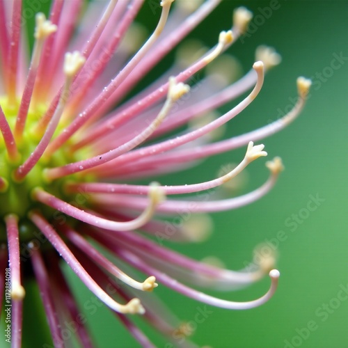 Detail of thin stems and small leaves on a wiry plant, macro, botanical photo