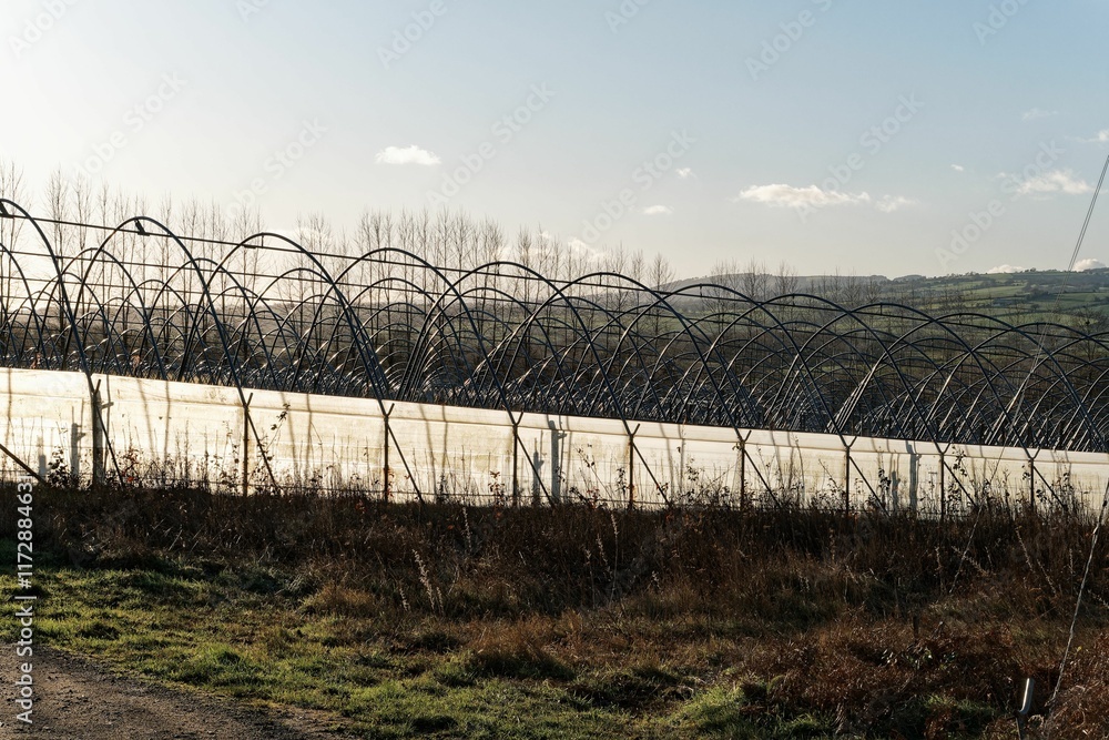 Metal structures in a farm field Metal structures in a farm field