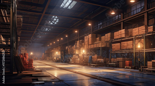 An illustration of a warehouse