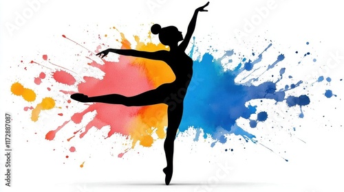A dance recital in a vibrant watercolor splash. High Quality