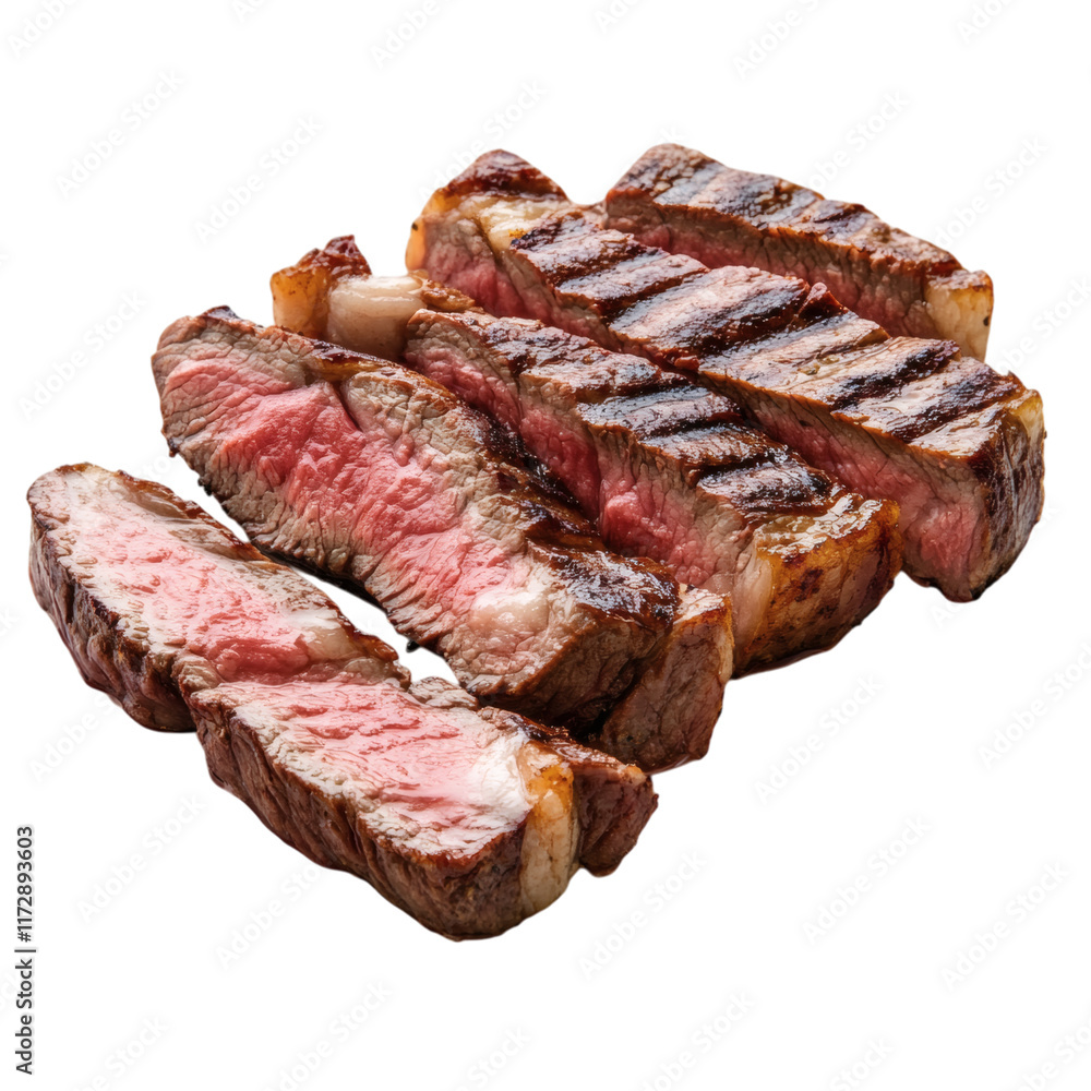 grilled steak slices isolated on white transparent background grilled steak slices isolated on white transparent background