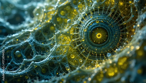 Abstract Fractal Art: Cosmic Eye of Yellow and Teal