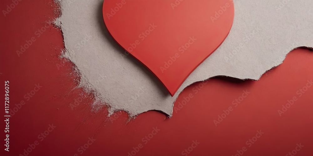 A heart is cut out of a piece of paper and is surrounded by a pile of sand