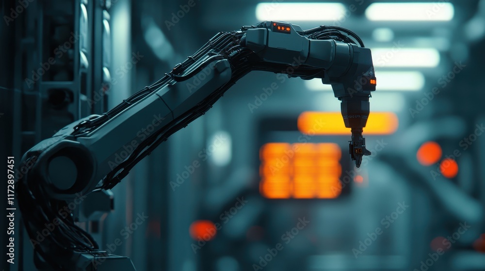 Robotic Arm Operating in a Modern Industrial Technology Environment Robotic Arm Operating in a Modern Industrial Technology Environment