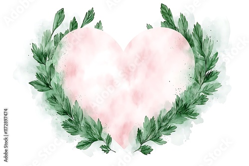 Valentine's day love watercolor style heart romantic artwork nature-inspired serene viewpoint