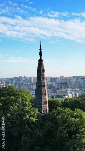 Baochu Pagoda in West Lake Scenic Area, Hangzhou City, Zhejiang Province, China photo