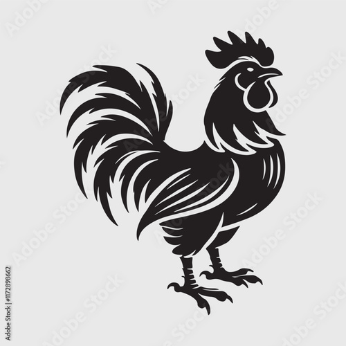 Elegant Rooster Silhouette vector art