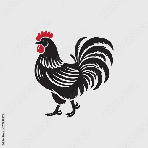 Elegant Rooster Silhouette vector art