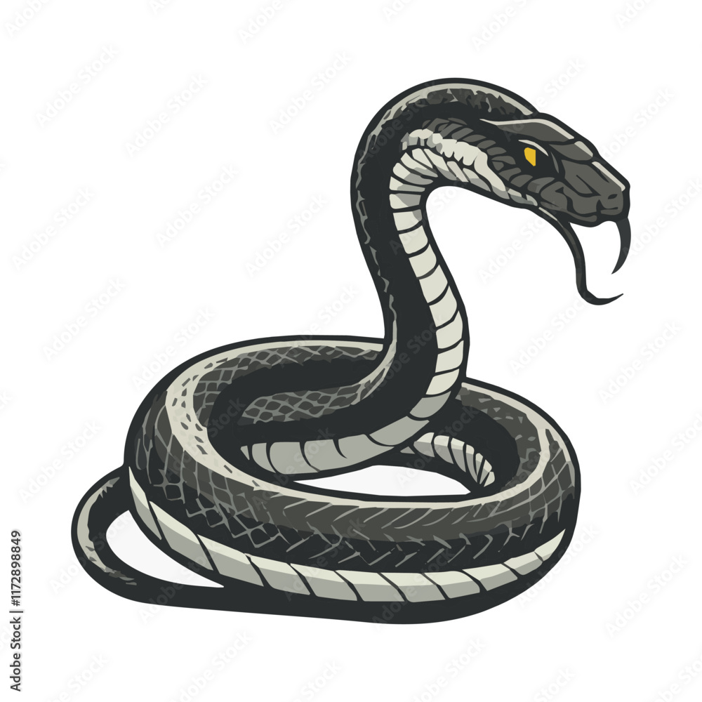 Fototapeta premium Angry snake vector illustration image