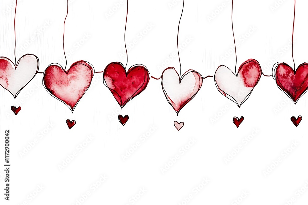 Valentine's day love watercolor hearts artistic display creative studio joyful vibes Valentine's day love watercolor hearts artistic display creative studio joyful vibes