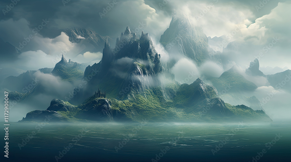 An illustration of a ghost island