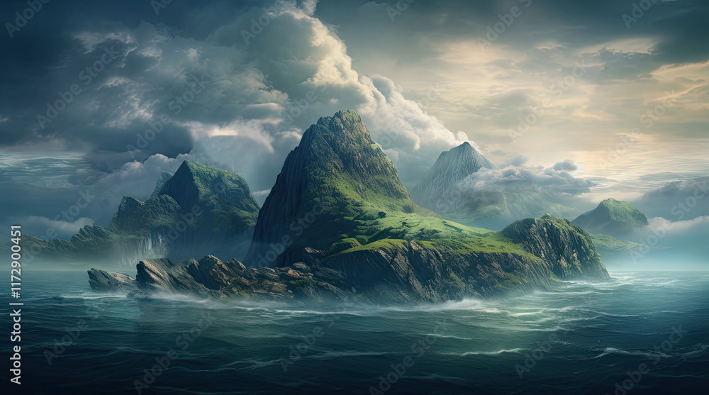 An illustration of a ghost island