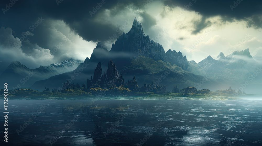 An illustration of a ghost island