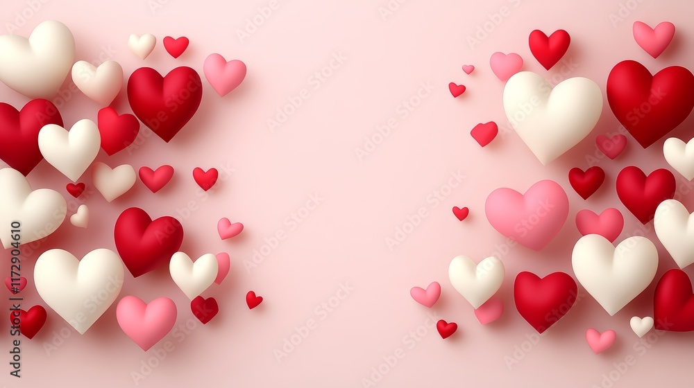 Valentine s Day Background, Red and Pink Hearts, Romantic Design with Text Copy Space Valentine s Day Background, Red and Pink Hearts, Romantic Design with Text Copy Space