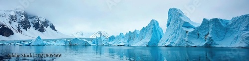 Wallpaper Mural Towering blue icebergs against the backdrop of a majestic Svalbard fjord, snow, glacier, iceberg Torontodigital.ca
