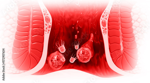 Human anus diseases. 3d illustration..