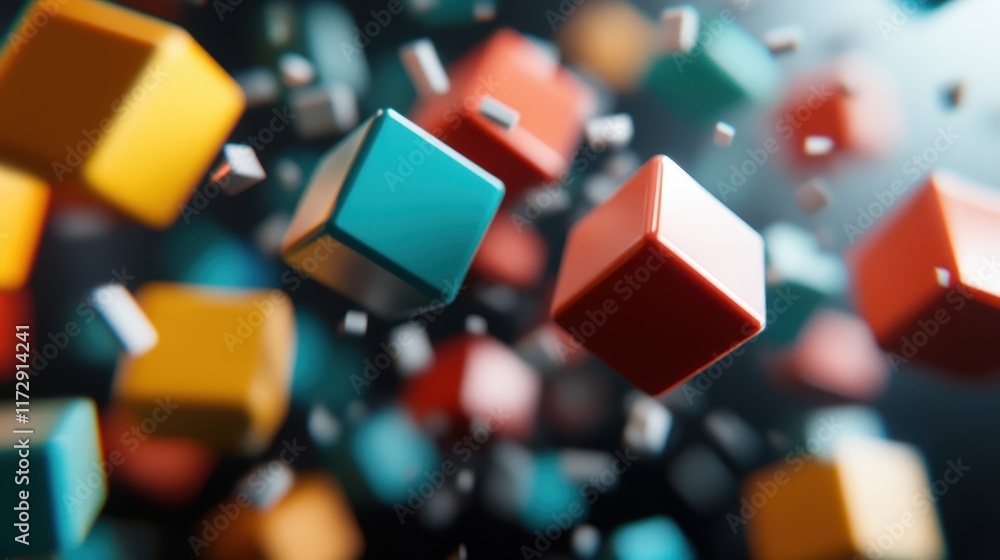 An array of colorful cubes hover in an abstract composition, capturing a sense of movement and vivid energy, designed to intrigue and stimulate creativity. An array of colorful cubes hover in an abstract composition, capturing a sense of movement and vivid energy, designed to intrigue and stimulate creativity.