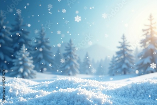 Wallpaper Mural Snowflakes fall on a serene winter landscape with a gentle gradient background, peaceful, snow Torontodigital.ca