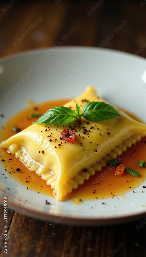 Rich ravioli with ricotta filling and truffle sauce, , ricotta filling Rich ravioli with ricotta filling and truffle sauce, , ricotta filling