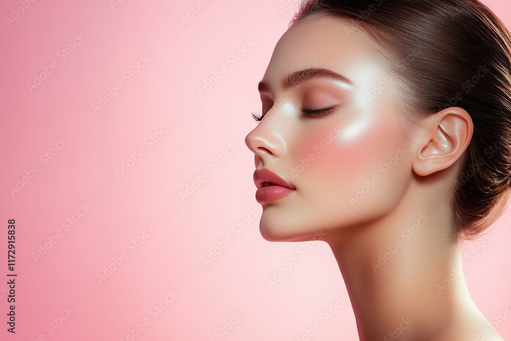 Elegant Model Profile with Radiant Skin, Perfect for Luxury Skincare and Beauty Ads Elegant Model Profile with Radiant Skin, Perfect for Luxury Skincare and Beauty Ads