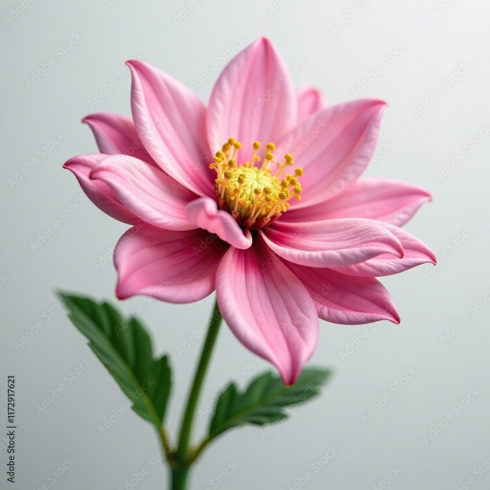 Single bee balm flower with intricate details and soft colors on a white background, petal, botanical, flower Single bee balm flower with intricate details and soft colors on a white background, petal, botanical, flower