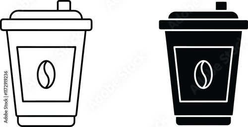 Coffee Cup Icons Outline and Solid, Beverage, Take Away