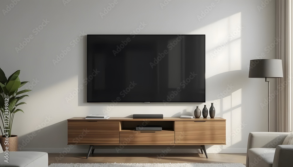 modern living room with tv mockup