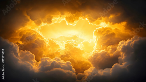 Majestic sunrise over clouds nature digital art dramatic lighting wide angle serenity