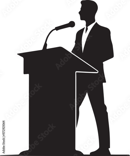 black and white public speaker logo type silhouette design