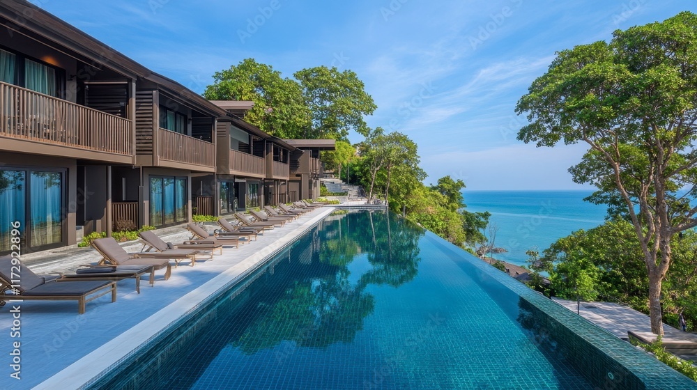Fototapeta premium Koh Samets iconic Ao Prao beach, with luxury resorts overlooking the calm, crystal-clear waters.