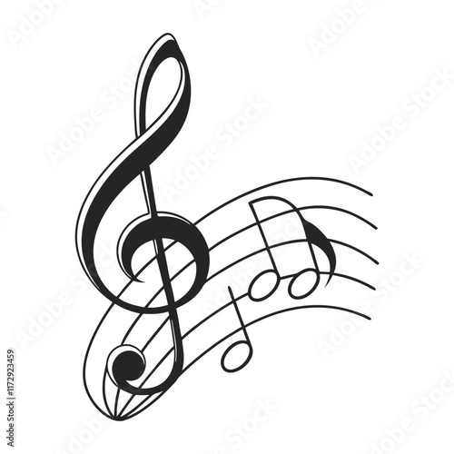 Typography Style Musical Emblem on Studio Music Background With Music Note