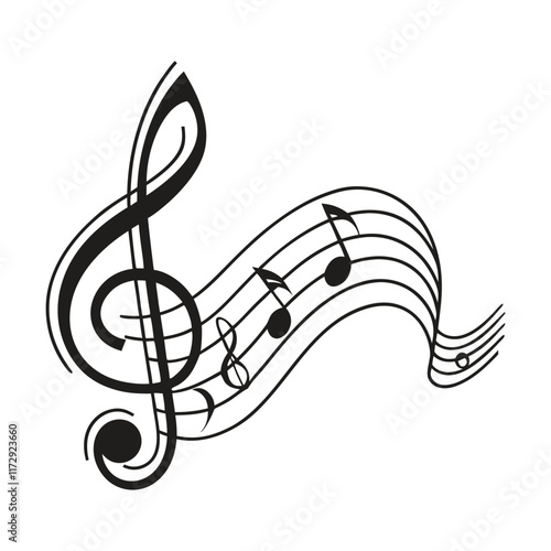 Typography Style Musical Emblem on Studio Music Background With Music Note