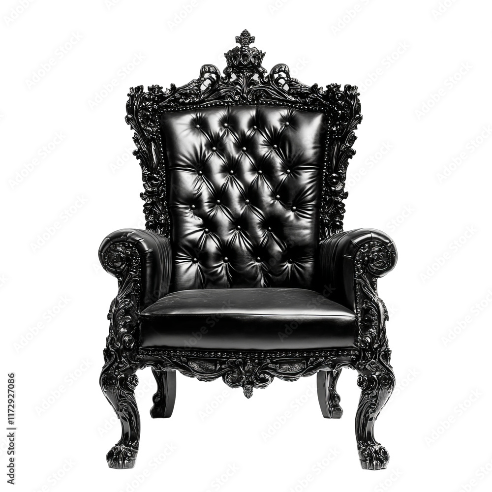 black throne ornate chair royal furniture isolated on a white background