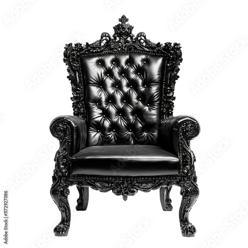 Obraz na płótnie black throne ornate chair royal furniture isolated on a white background w salonie