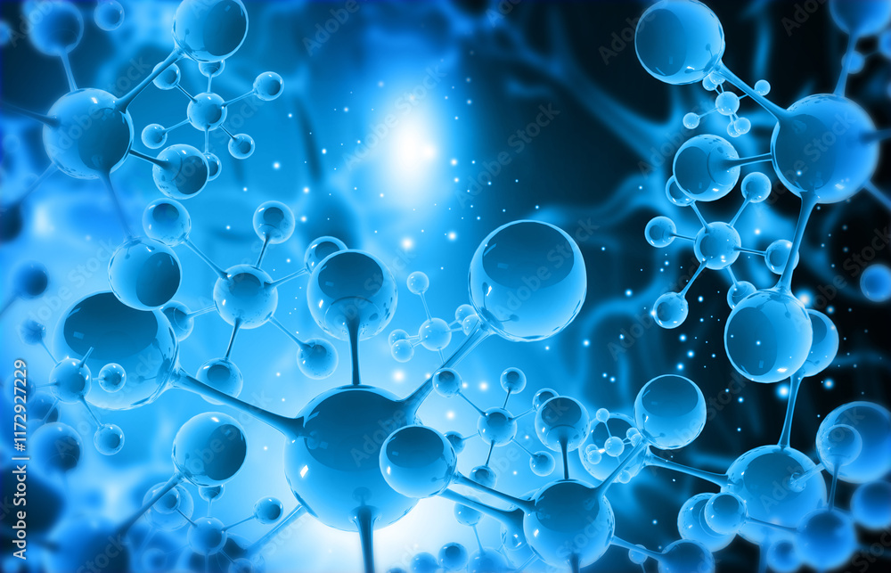 Molecules atom background. 3d illustration.. Molecules atom background. 3d illustration..