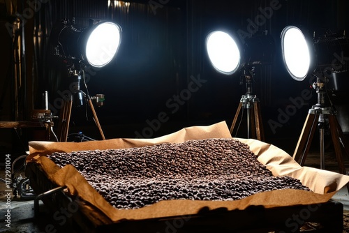 A dramatic lighting setup highlighting the best features of coffee photo