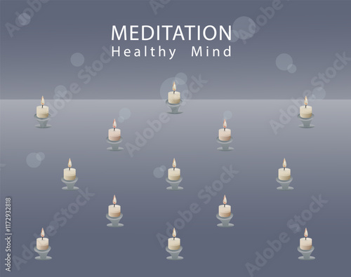 candlelight spreading meditation on decorate background