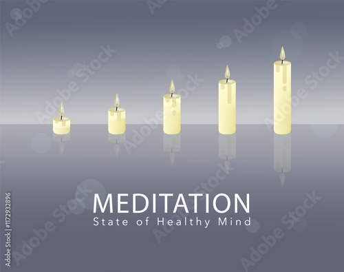 set of candle light arrange on decorate background