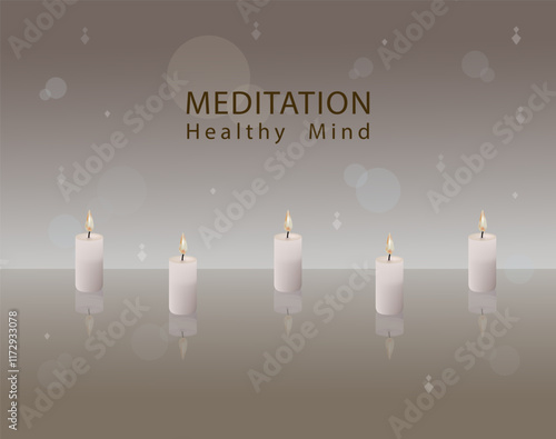 candle light meditation for healthy mind on decorate background