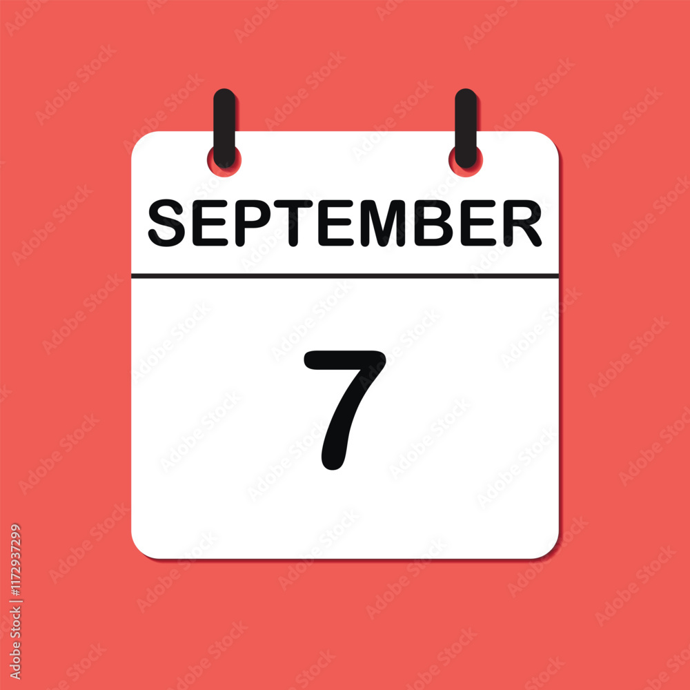 September 7. Daily Calendar icon for design. Simple design for business brochure, flyer, print media, advertisement. Easily editable. September 7. Daily Calendar icon for design. Simple design for business brochure, flyer, print media, advertisement. Easily editable.