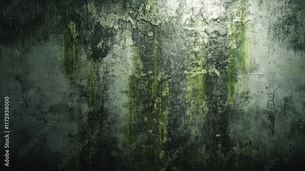 Fototapeta premium Textured Wall Background with Green Moss and Grunge Effect