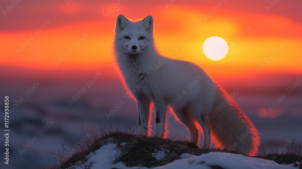 Minimalist Silhouette of an Arctic Fox in Artistic Form Minimalist Silhouette of an Arctic Fox in Artistic Form