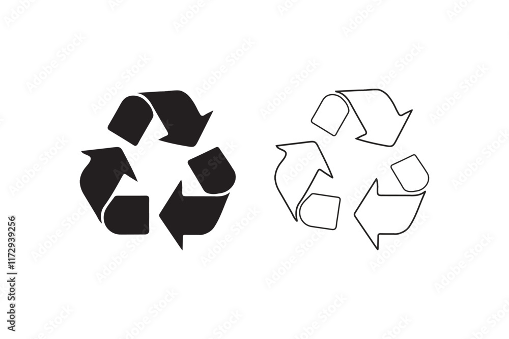 Recycle symbols vector icon. Recycling arrow icons. Recycling label badge. Recycling icons. Recycle, reuse and reduce icons recycling arrows flat icon for apps and websites Recycle symbols vector icon. Recycling arrow icons. Recycling label badge. Recycling icons. Recycle, reuse and reduce icons recycling arrows flat icon for apps and websites