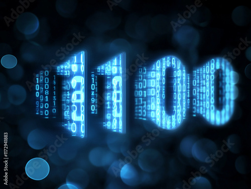 Futuristic binary code streams illuminate digital data and virtual networks creating a seamless flow of information highlighting the beauty of technology and the essence of modern IT systems